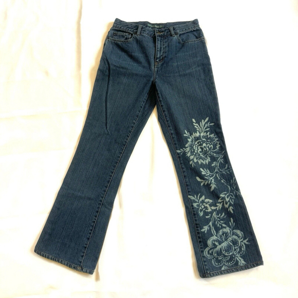Ralph Lauren Denim - Vintage Lauren Jeans Ralph Lauren Bootcut Floral Print Cotton Dark Size:4